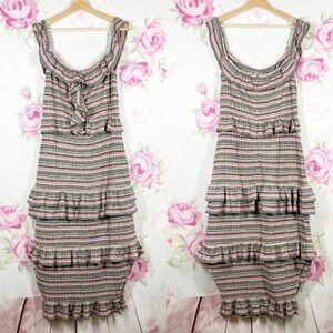 REVOLVE x Tularosa Lily Striped Knit Ruffles Midi Dress Sage XL
